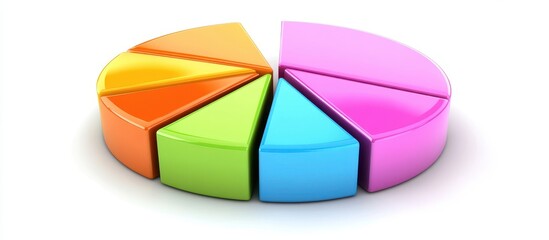 Obraz premium Colorful 3D Pie Chart with Segmented Slices Representing Data Visualization and Business Analytics