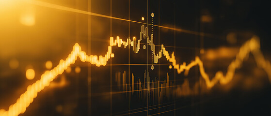 Dynamic financial graph with golden glow, representing market trends and analysis in modern trading environments.