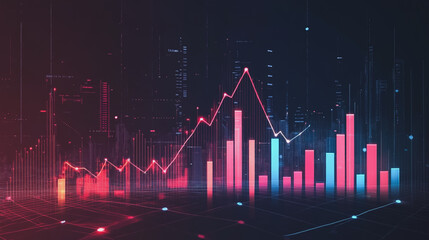 Naklejka premium Abstract business black background with Colorful charts and graphs with statistics to innovative analyze business potential and forecast future development of companies growth.