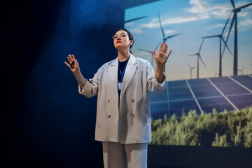 woman is talking about renewable energy