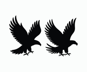 Obraz premium Bald eagle silhouette EPS vector isolated illustration and icon template on a white background