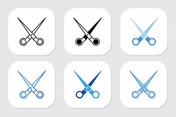 scissors icons with various design styles