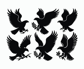 Obraz premium Bald eagle silhouette EPS vector isolated illustration and icon template on a white background