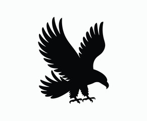 Bald eagle silhouette EPS vector isolated illustration and icon template on a white background