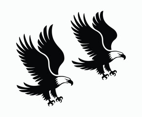 Obraz premium Bald eagle silhouette EPS vector isolated illustration and icon template on a white background