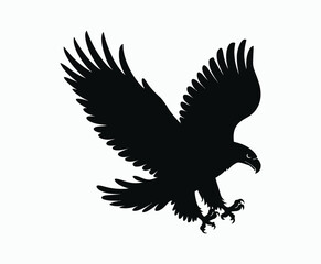 Obraz premium Bald eagle silhouette EPS vector isolated illustration and icon template on a white background