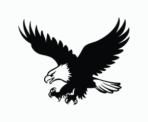 Obraz premium Bald eagle silhouette EPS vector isolated illustration and icon template on a white background