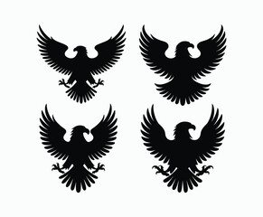 Fototapeta premium Bald eagle silhouette EPS vector isolated illustration and icon template on a white background