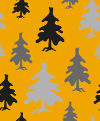 Christmas background with fir trees on a white or colored background from a set of seamless patterns for holiday wallpaper, paper or postcards