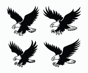 Obraz premium Bald eagle silhouette EPS vector isolated illustration and icon template on a white background