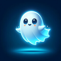 good ghost cartoon on dark background, Al Generation