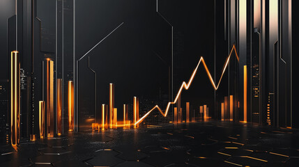 Obraz premium Abstract business black background with Colorful charts and graphs with statistics to innovative analyze business potential and forecast future development of companies growth.