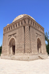 Mausoleum of the Samanids in Bukhara, Uzbekistan. Famous landmark Mausoleum of Ismail Samoniy, 9th...
