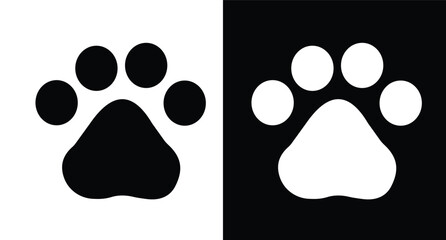Paw vector, icon, silhouette. Dog, puppy, cat foot print silhouette vector. Dog, cat, bear paw symbol flat icon. Vector illustration.