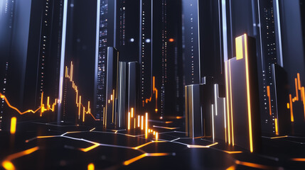 Fototapeta premium Abstract business black background with Colorful charts and graphs with statistics to innovative analyze business potential and forecast future development of companies growth.