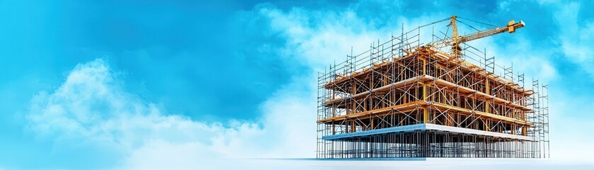 Architectural Growth: Artistic Watercolor Scaffolding Frame for Construction Project with Copy Space