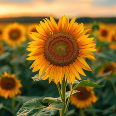 Fototapeta premium Sunflower with nature background generated.AI