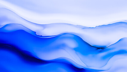 Abstract watercolor painting with soft, flowing shades of blue and green, blending seamlessly into each other. The image evokes a calm, ocean-like atmosphere with gentle transitions and fluid strokes