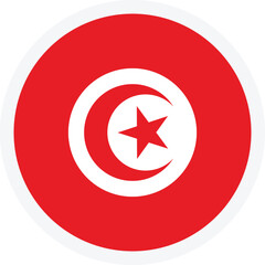 Fototapeta premium Flag of Tunisia. Round badge on transparent background. Vector icon for UI, apps and web design