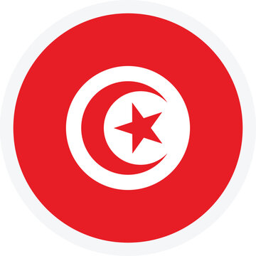 recommend clip art: Flag of Tunisia. Round badge on transparent background. Vector icon for UI, apps and web design