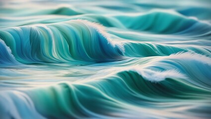 Crystal-clear blue waves ripple across the water, creating a mesmerizing liquid texture with droplets splashing and reflecting light