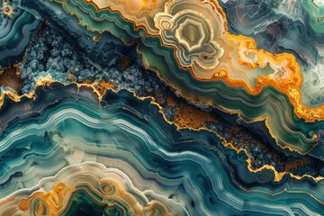 Naklejka premium Winding, layered terrain with vibrant colors. Abstract representation of geological formations.
