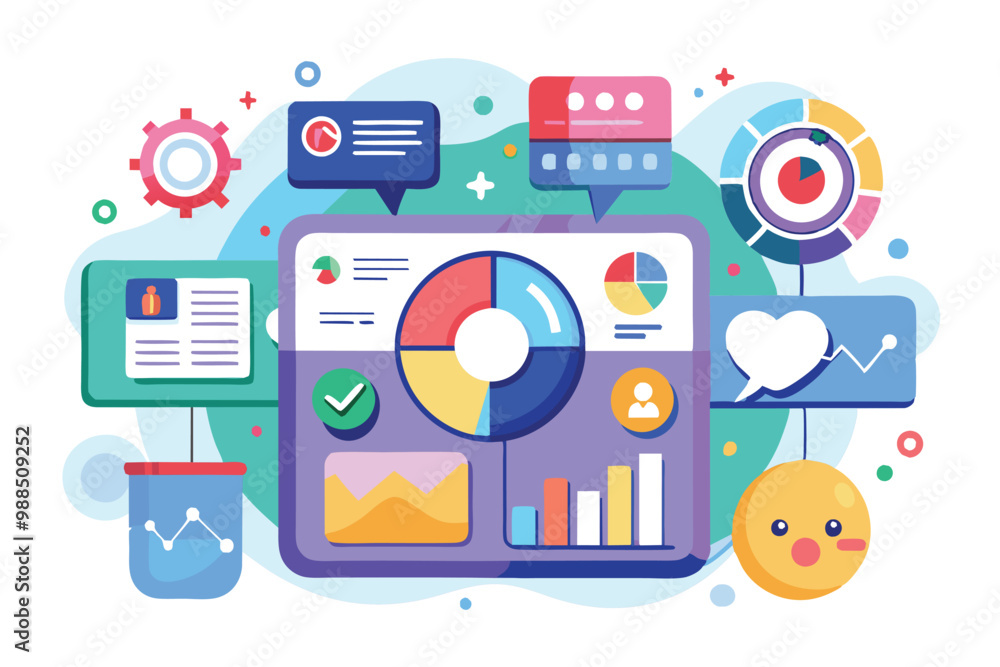 Poster a customizable social dashboard showcases various data analytics, metrics, and interactive elements 