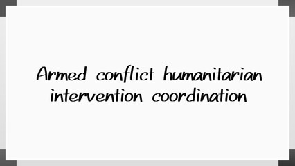 Armed conflict humanitarian intervention coordination のホワイトボード風イラスト