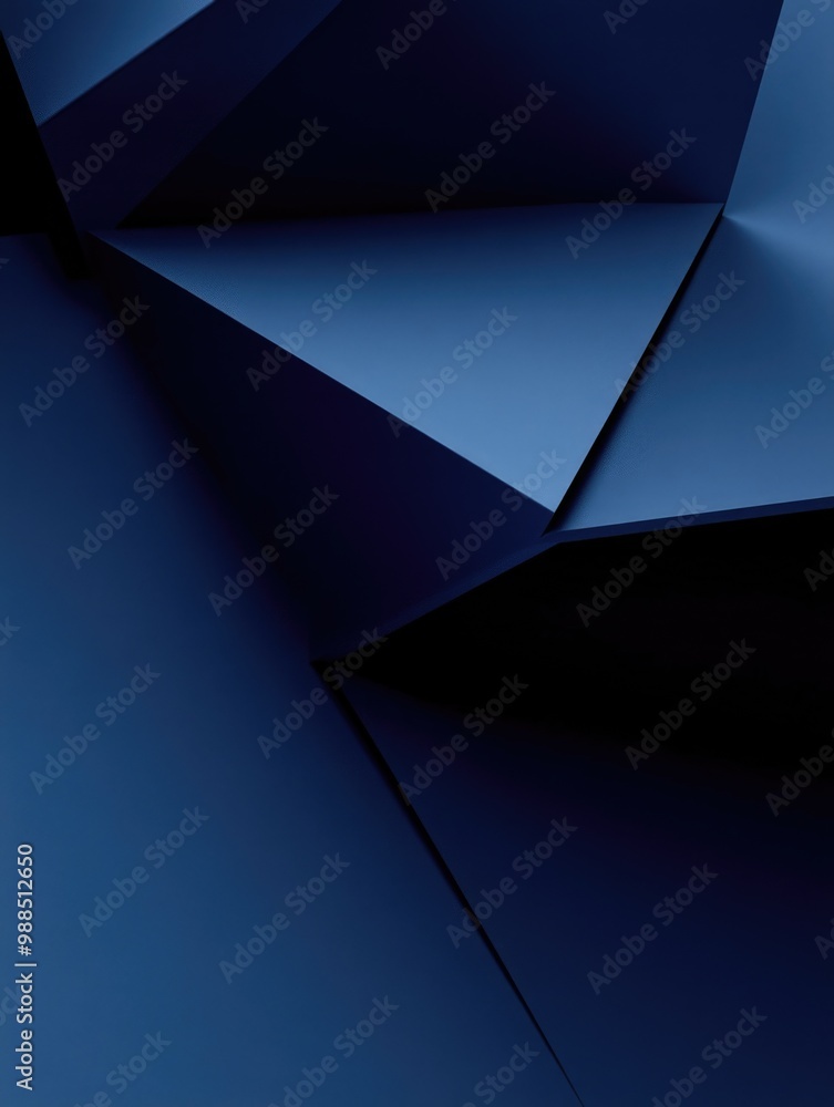 Poster modern blue sculpture with shadows and highlights creating a dynamic visual effect.