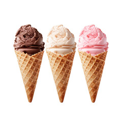 ice cream cone, isolated on transparent white background, clipping path