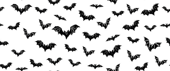 Halloween, bat hand drawn pattern.	