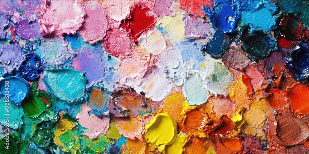 Aufkleber a vibrant mix of brightly colored paints splashed and spread across the canvas, creating an abstract