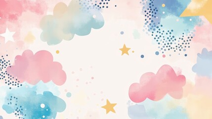 Whimsical Dreamscape with Clouds, Stars, and Pastel Hues