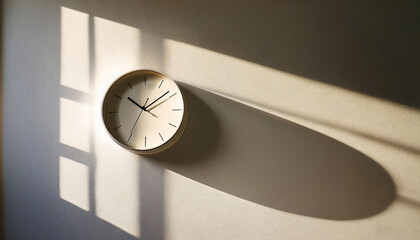 Close-Up of a Wall Clock with Shadows on the Wall