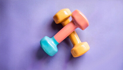 Dumbbells on a Pastel Lavender Background