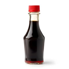 Bottle of Shoyu Soy Sauce with Red Cap on White Background