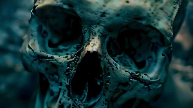 Video recreation of closeup of human skull	