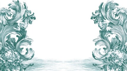 Elegant decorative border floral elements, white isolate background.