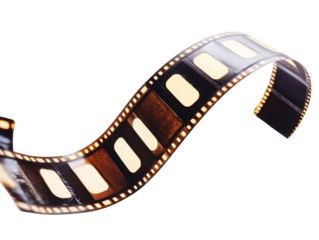 Film strip on a white isolated background, showcasing and cinema.