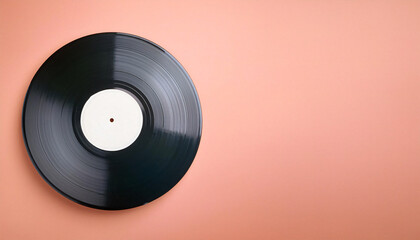 Gramophone Record on a Light Pastel Coral Background