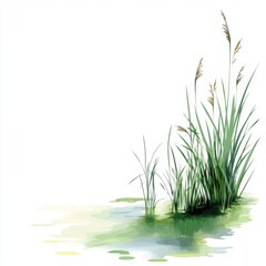 Green grass illustration on a white isolated background.