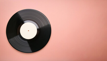 Obraz premium Gramophone Record on a Light Pastel Coral Background