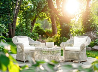 white chair in garden