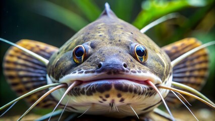 The bristle-bushymouth catfish's close-up portrait features a multitude of sensors: feathery barbels, stiff whiskers,