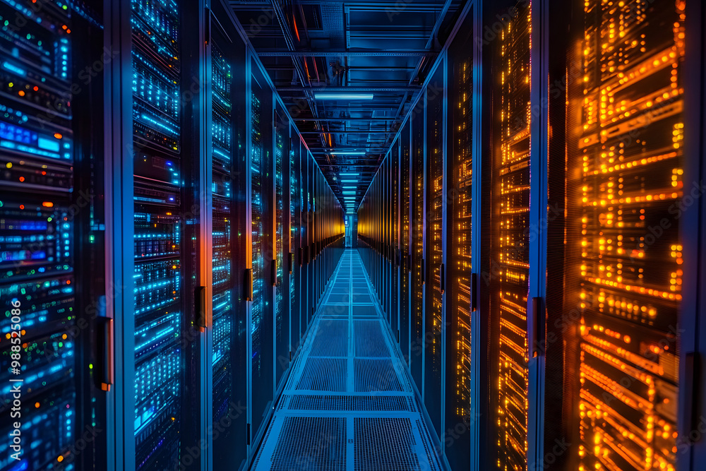 Poster digital transformation enhances efficiency in data centers with advanced systems and powerful pcs op