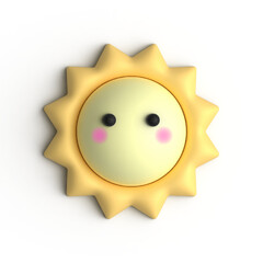 cute blushing sun 3d illustration, vector