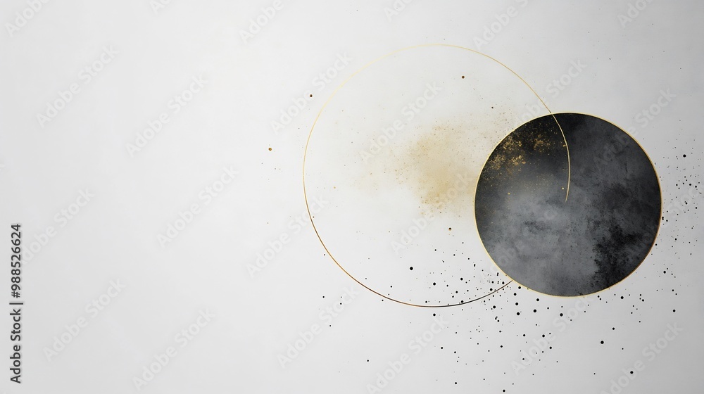 Poster minimalist new year card a light grey background and understated gold lines forming abstract shapes 
