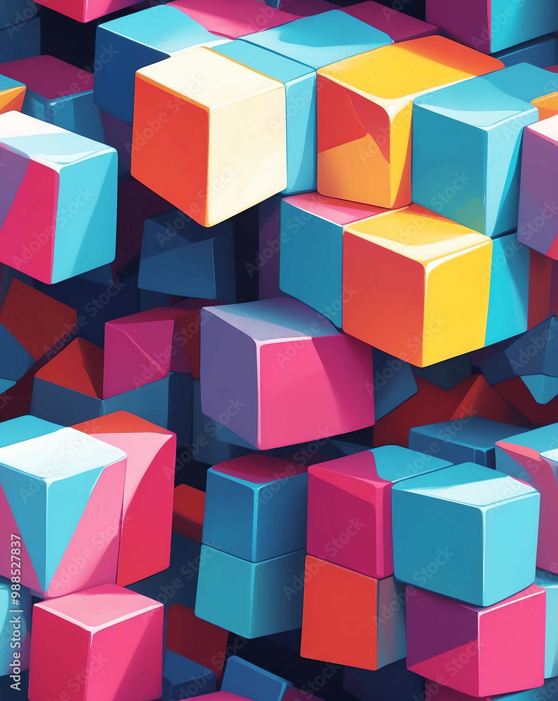 Poster clean blocks of color with sharp edges seamless design pattern wallpaper