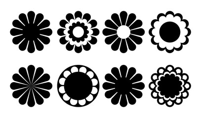 Cute Assorted Flower Shapes on Black Colour