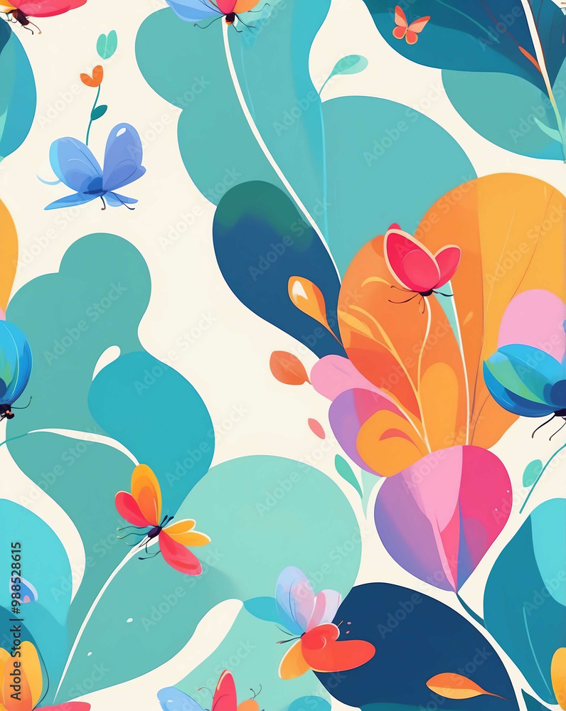 Aufkleber delicate patterns inspired by nature in minimalist style seamless design pattern